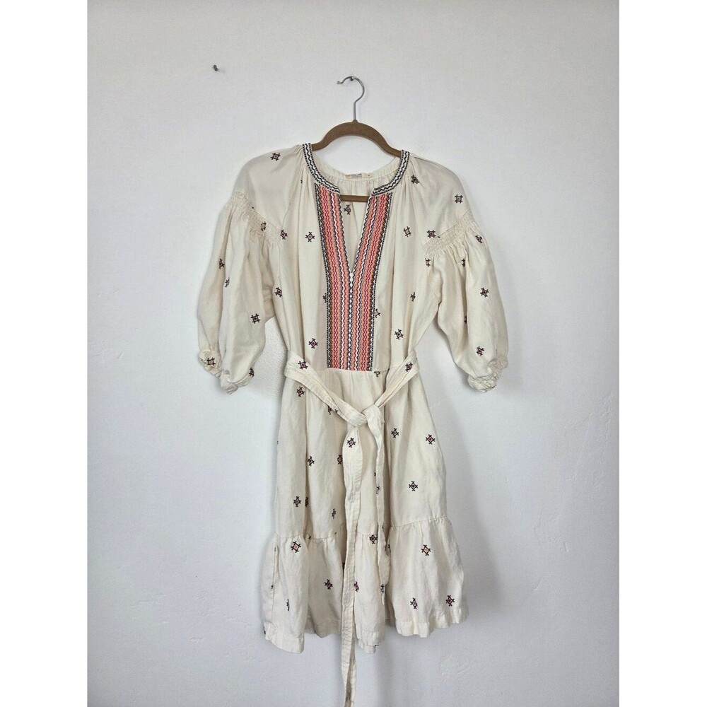 Marine Layer Archive Peyton Mini Dress Linen Peasant Boho Festival Summer Medium